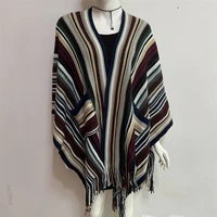 2022 spring autumn imitation cashmere big fork shawl men women european american scarf stripe pocket cloak shawl navy