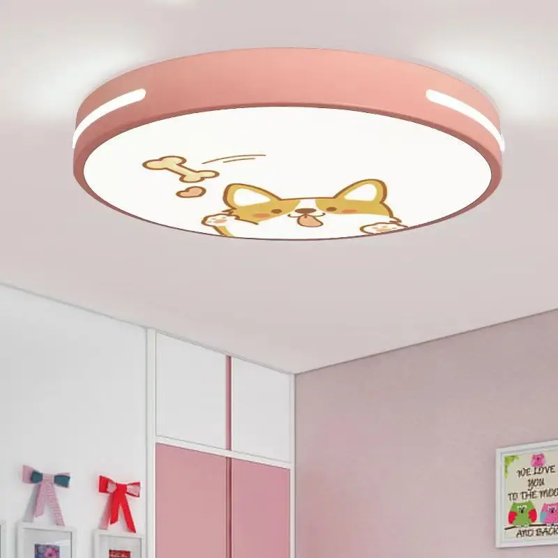 Macaron LED Ceiling Lights Modern Boys Girls Bedroom Lamps Cute Dog Cat Dinosaur Cartoon Lamp for Children's Room Indoor Decora