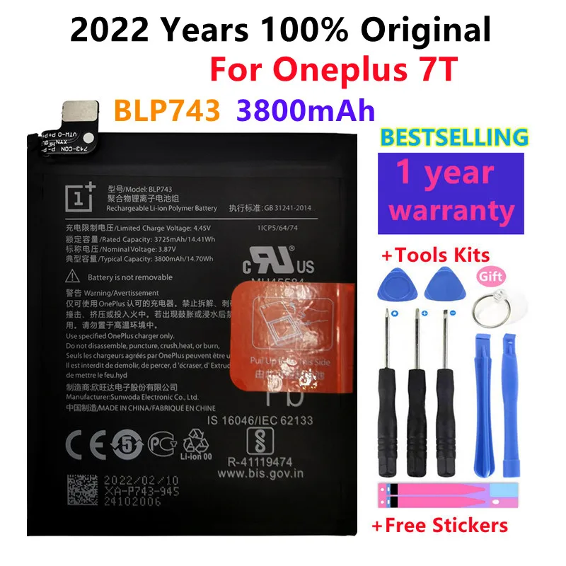 

New Original Battery BLP743 3800mAh For Oneplus 7T One Plus 7T Phone Battery High Capacity OnePlus Phone Batteries Free Tools