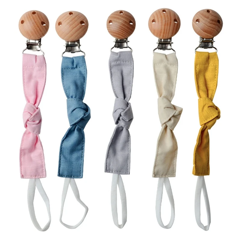 

Baby Pacifier Chain Clip Cotton Cloth Nursing Teether Soother Holder Beech Wooden Clip DIY Dummy Nipple Holder Leash Strap Show