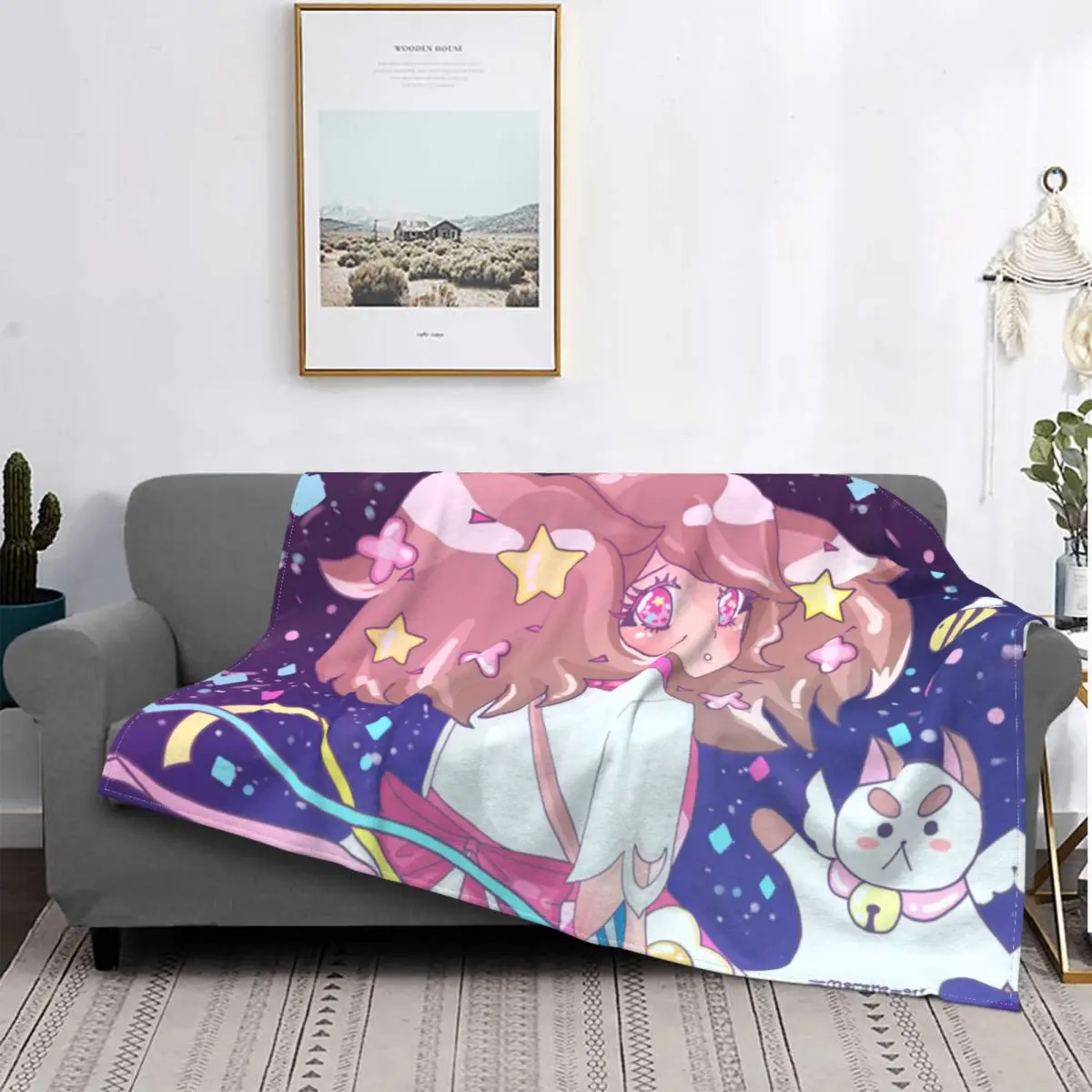 

Bee And Puppycat Girl Fleece Throw Blankets Blanket for Sofa Car Ultra-Soft Plush Thin Quilt