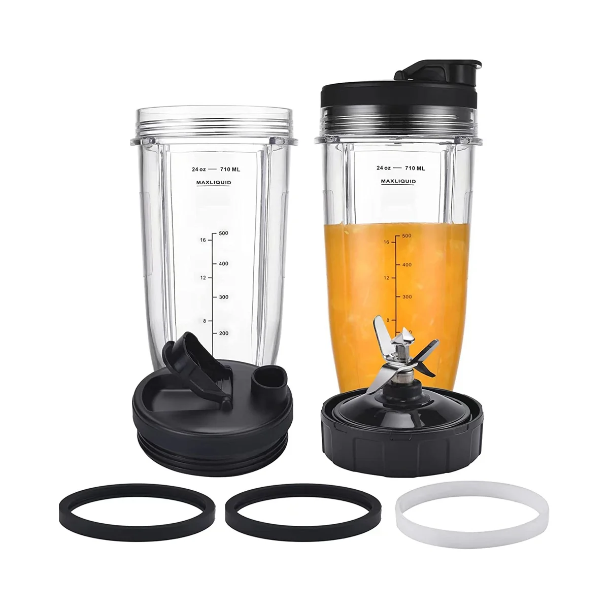 

Replacement 24Oz for Nutri Ninja Blender Cup, 24Oz Cups with 7 Fins Replacement Extractor Blade Parts for Ninja Auto IQ