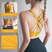 summer womens sports bra tight elastic gym yoga bralette crop top quick dry sexy shockproof gather thin strap fitness bralette
