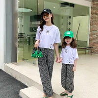 mother and daughter clothes fashion summer short sleeve shorts two piece set little girl clothes matching family outfit 2022 new