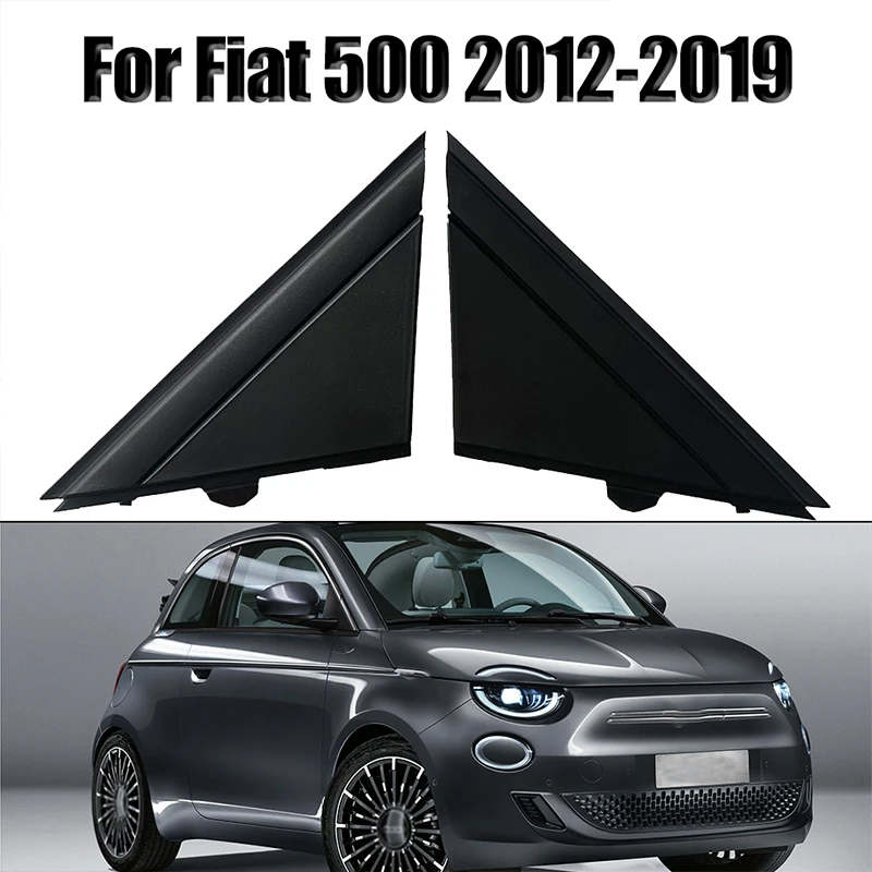 

Matte Black LH&RH Door Mirror Flag Cover Moldings For Fiat 500 12-19 1SJ85KX7AA Rear Mirror Triangle Trim Plate
