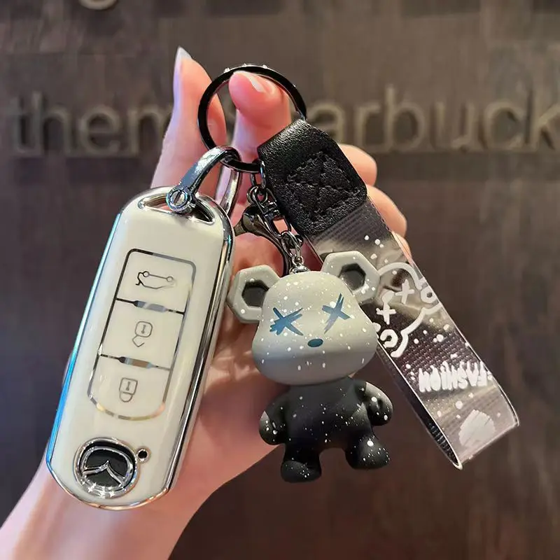 

Leather Keychain Remote Key Car Key Case Cover Suitable for Mazda Car Keyset cx4 Pack cx5 Exella 3 Atz 6 Ring-wing 7 Buckle cx9