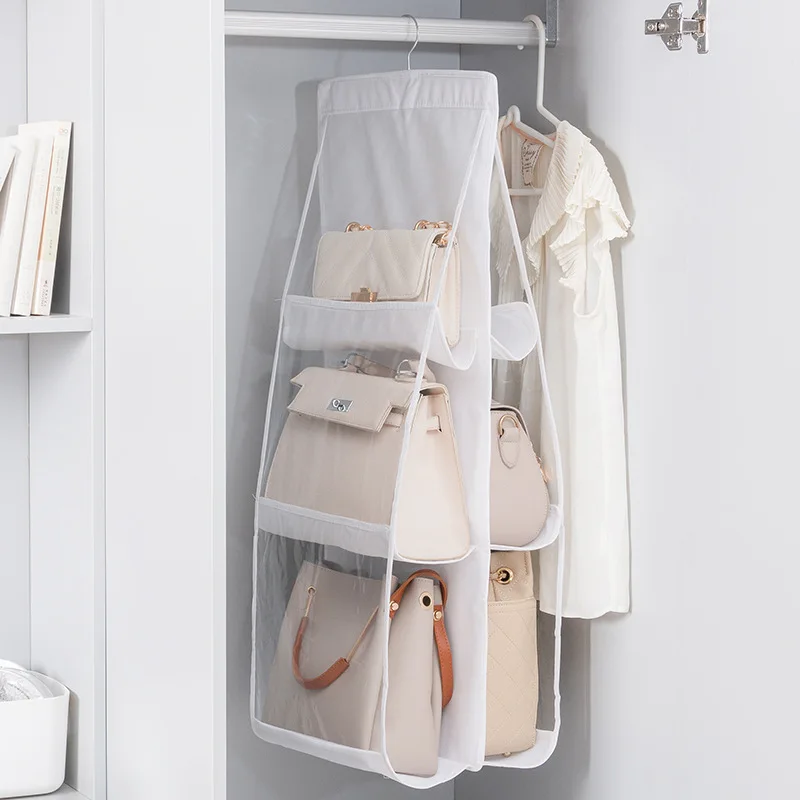 6/8 Grids Non-woven Fabric Hanging Handbag Storage Bag for Cabinet Wardrobe Closet Dustproof Home Organizer Handbag Storage Rack