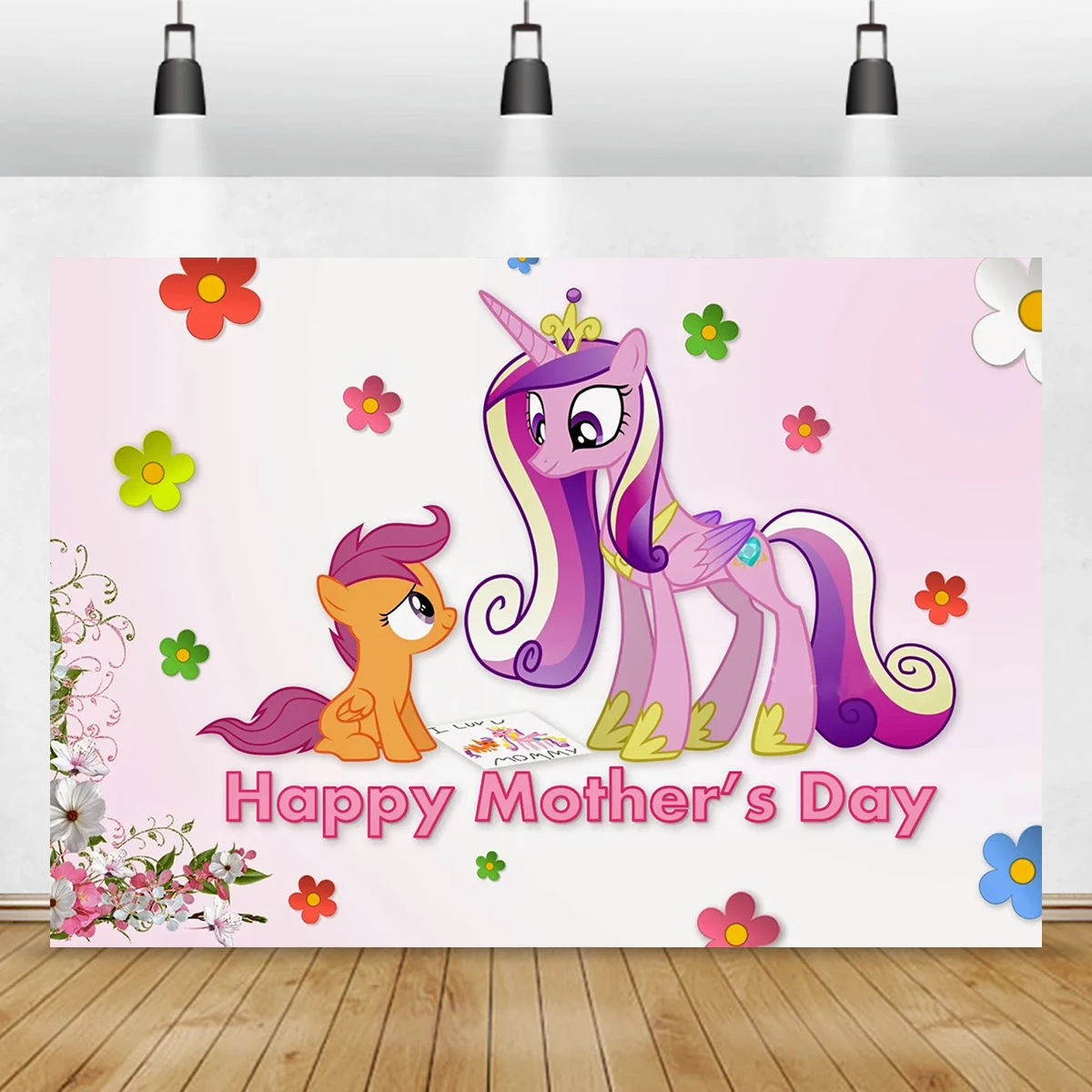 Flower Unicorn Background Happy Mother's Day Party Banner Decor Family Photo Shoot Studio Props Photography Backdrop Moon enlarge