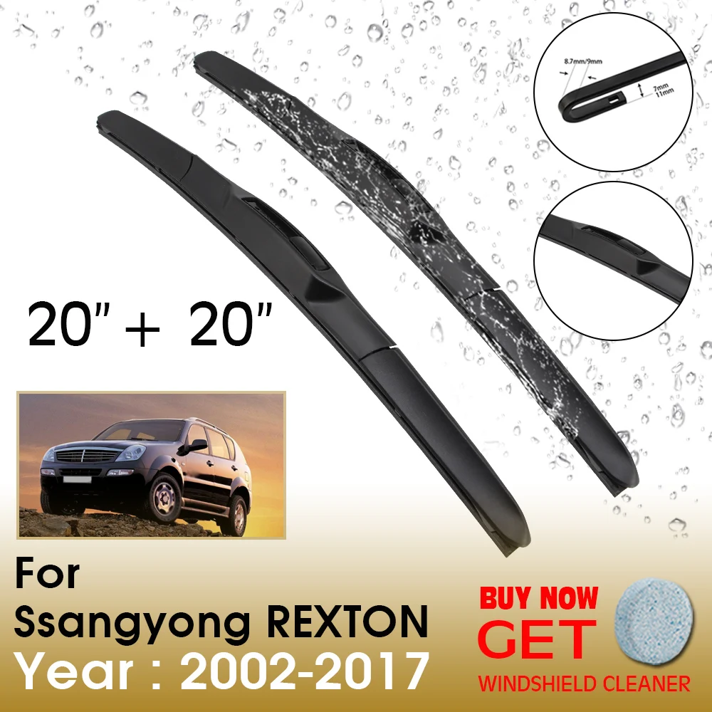 

Car Wiper Blade For Ssangyong REXTON 20"+20" 2002-2017 Front Window Washer Windscreen Windshield Wipers Blades Accessories