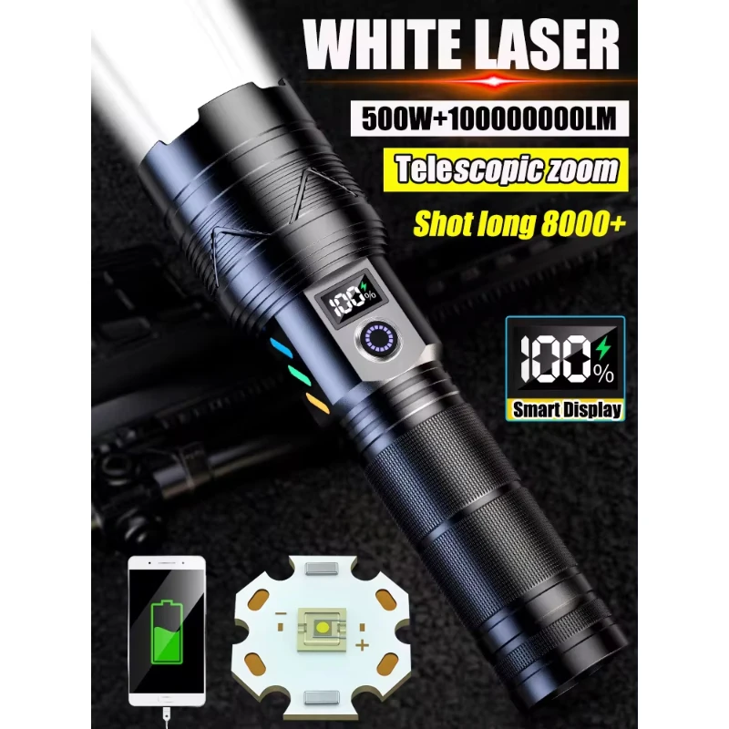 Головной фонарь 800 Вт 10000000 лм 8000 м USB