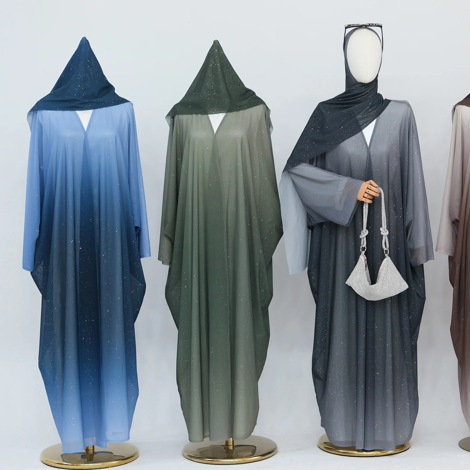 Женский мусульманский кардиган с шарфом блестящая абайя в Дубае открытое кимоно