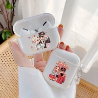 cute japan anime earphone case for airpods 3 2 pro toilet bound hanako kun clear wireless bluetooth soft headphones cover coque