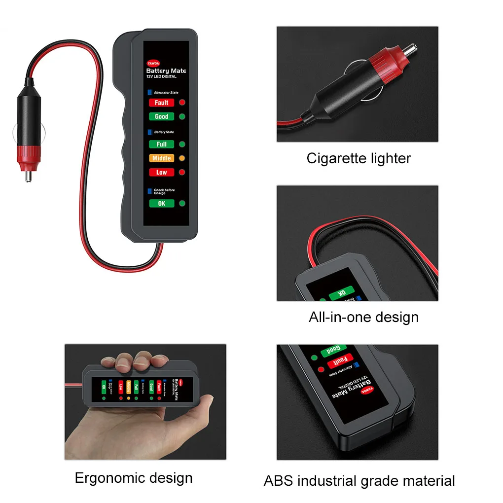 

12V Digital Car Battery Capacity Tester Detector Plastic FangNymph Battery Tester Portable Auto Cell Checker Analyzer Tools 1pcs