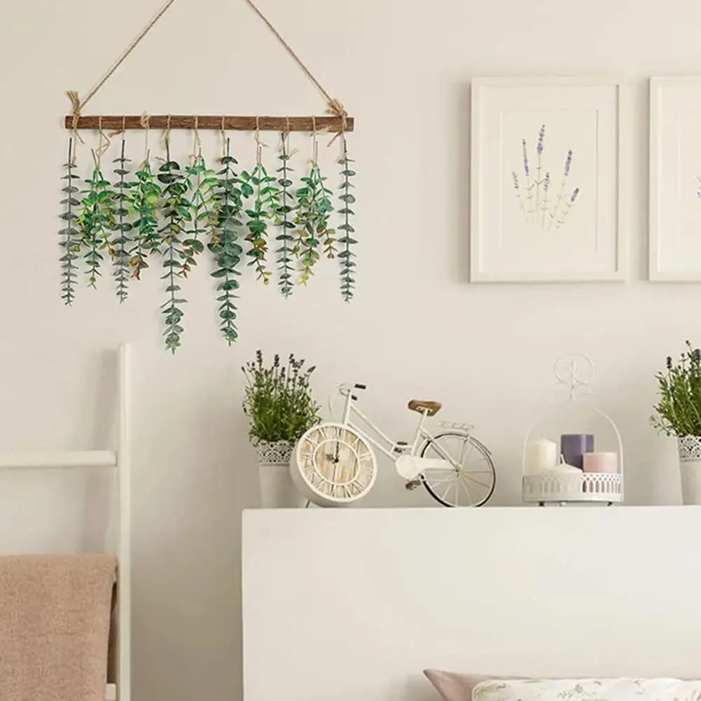 

Artificial Fake Eucalyptus Leaves With Wooden Stick Farmhouse Rustic Style Wall Hanging Greenery For Bathroom Decor