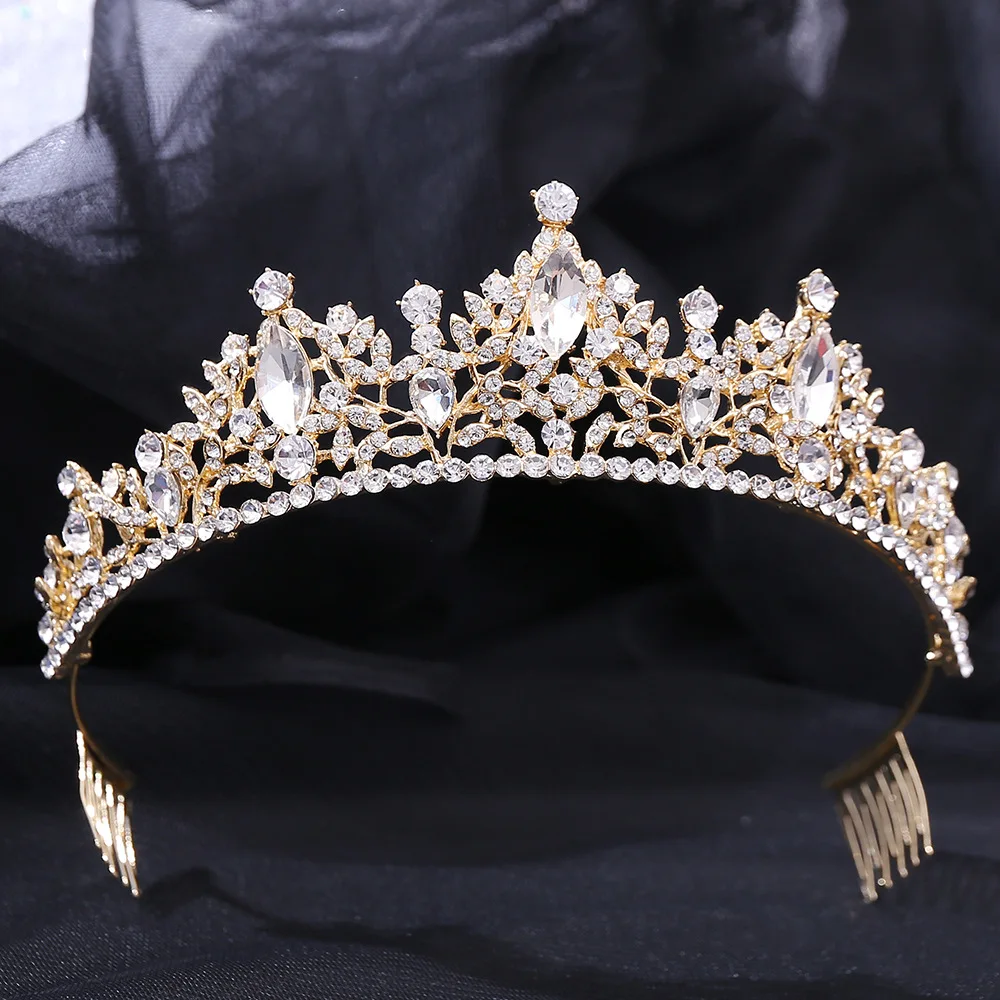 

Wedding Veil Tiaras and Crowns for Bride Hair Jewelry Accessories Bling Rhinestone Headbands with Hair Comb Clips for Women Girl