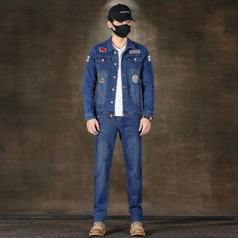 Мужская джинсовая куртка Классическая простая эластичная в американском стиле