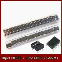 20pcslot ne555p dip 8 sockets 8pin dip ne555 adaptor solder 10pcs ne555 10pcs 8pin socket