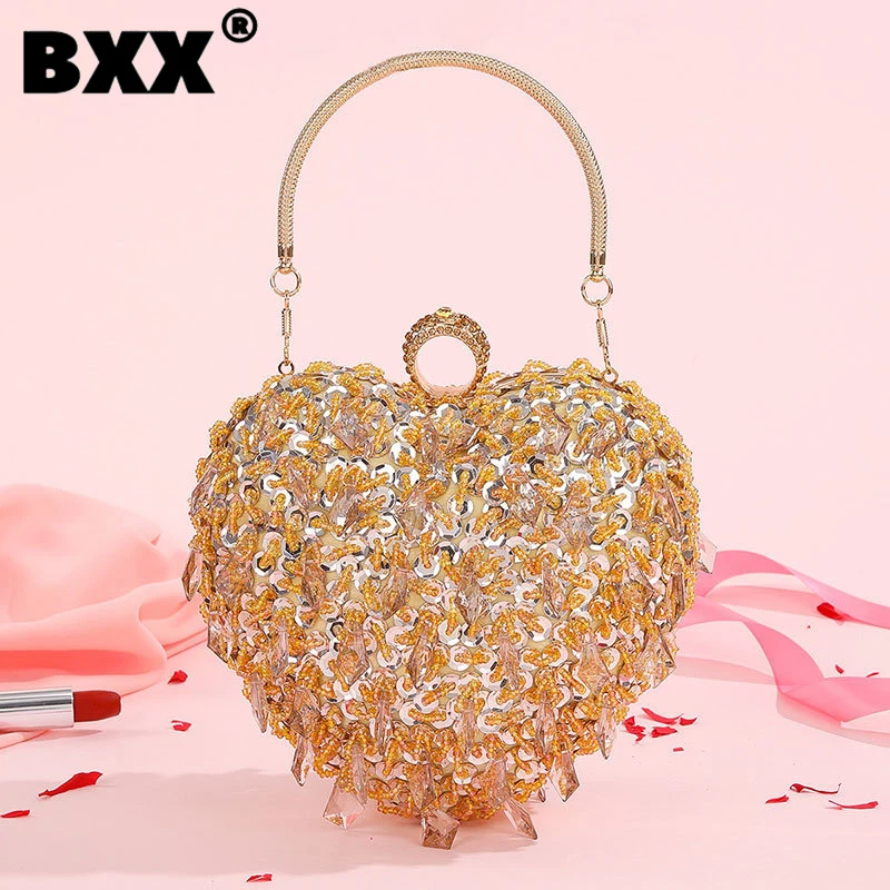 

[BXX] Simple Designer Embroidered Beaded Chain Handbags For Women 2023 New Fashion Female Dinner Shoulder Crossbody Bags 25C161