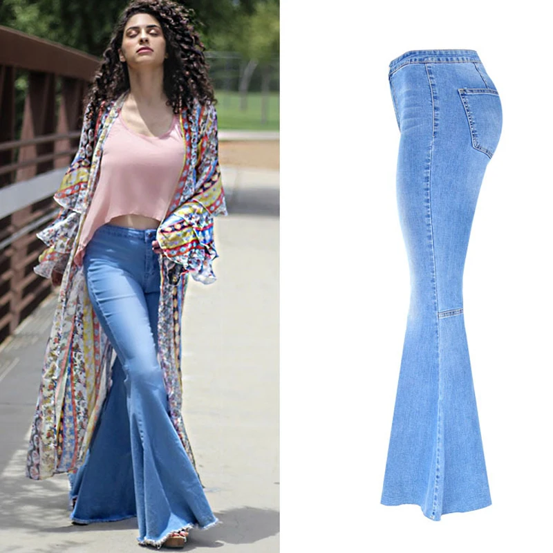 Jeans for Women Denim Jeans Mom Wide Leg Plus Size Pants New Autumn Winter 2021 Vintage Blue High Waist Flare Jeans Female