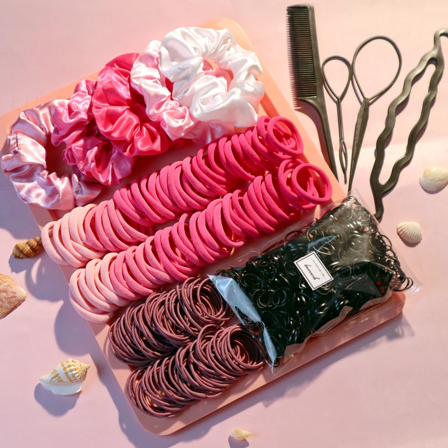 755 шт. набор женских аксессуаров для волос YANRONG бесшовные резинки конского хвоста