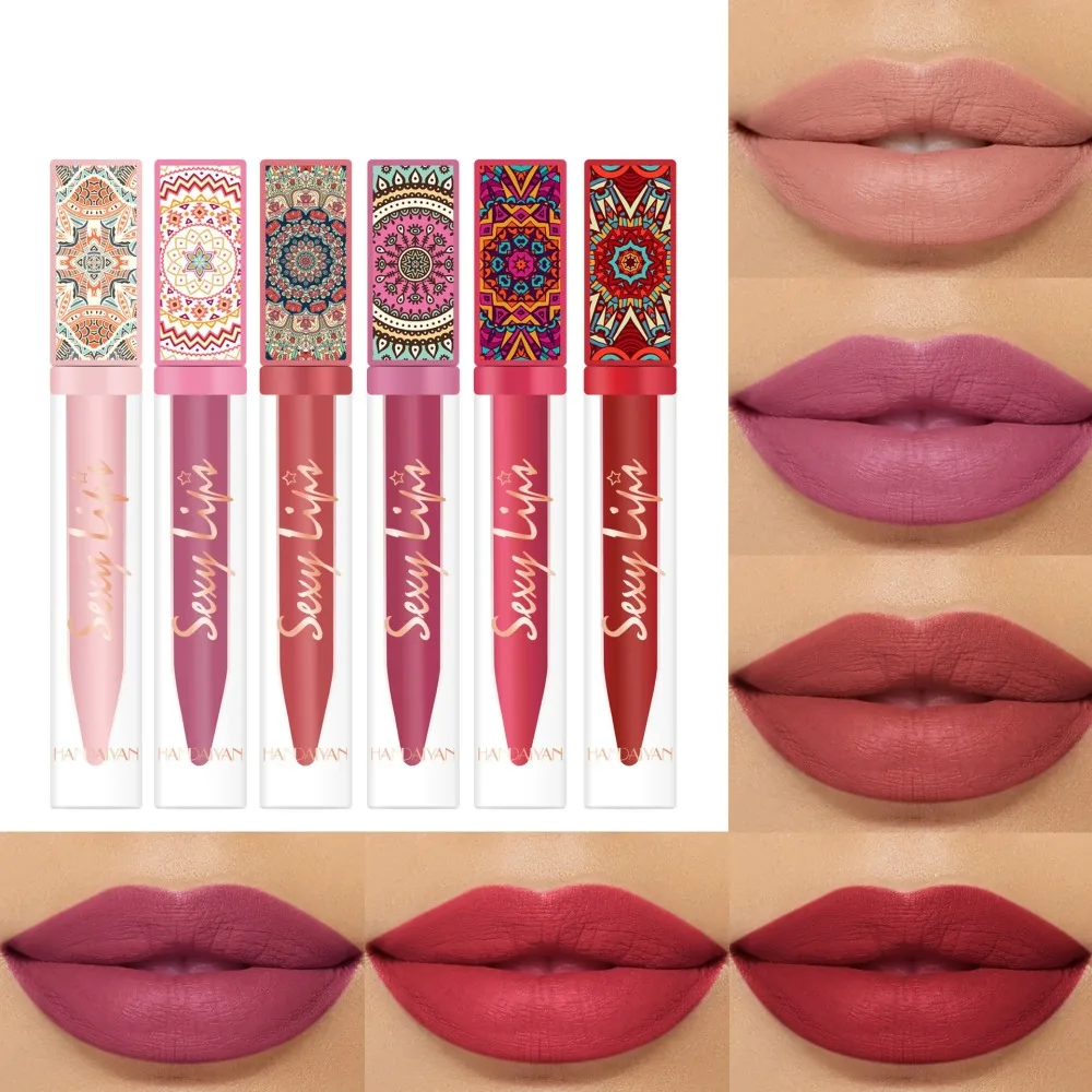 

6 Color Lip Gloss Bohemian Velvet Matte Waterproof Moisturizing Long-lasting Non-stick Cup Lip Glaze Moisturizer Lipstick Makeup