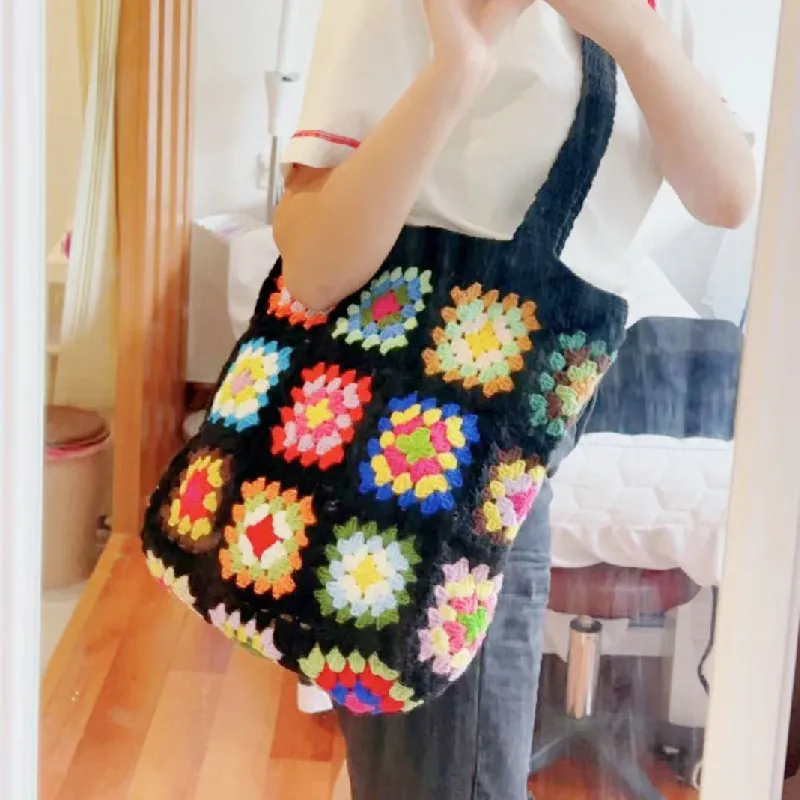 Women's shoulder bag, knitted large capacity handbag, casual women's handbag, large shopping bag, summer beach bag