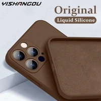 new square liquid silicone phone case for iphone 11 12 13 pro max mini x xs max xr 7 8 plus se2 full lens protection cover
