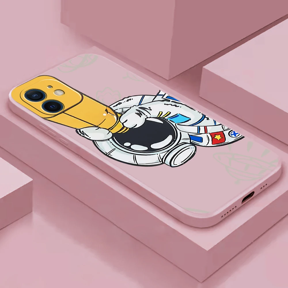 astronaut funny cartoon phone case for iphone 11 13 pro max 12 x xs xr xsmax se2020 8 8plus 7 7plus 6 6s plus hot silicone cover free global shipping