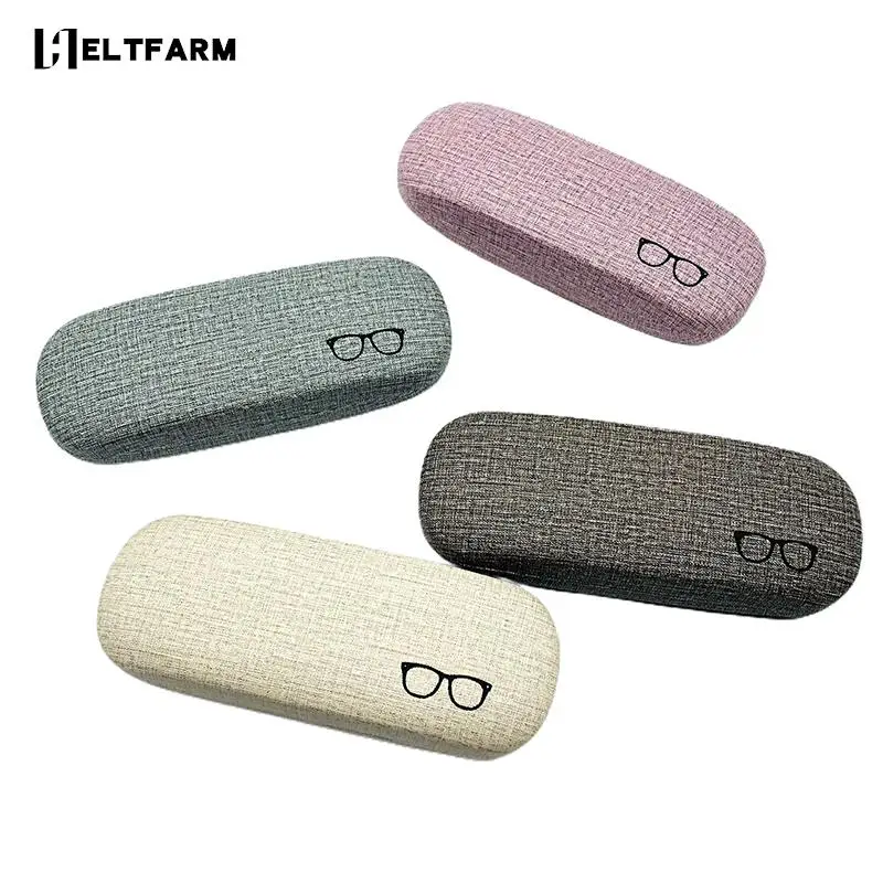 

Glasses Case Hard Shell Pu Linen Fabrics Eyewear Cases Cover Protective for Men Women Sunglasses Box Eyeglasses Boxes 2022 New