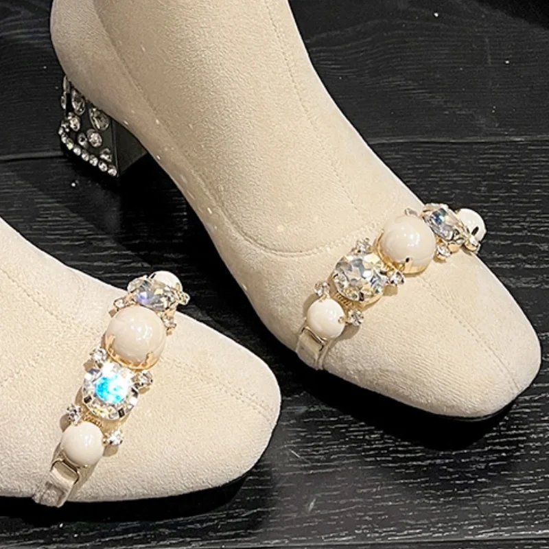 Женские ботильоны на высоком каблуке с кристаллами новые дизайнерские Роскошные