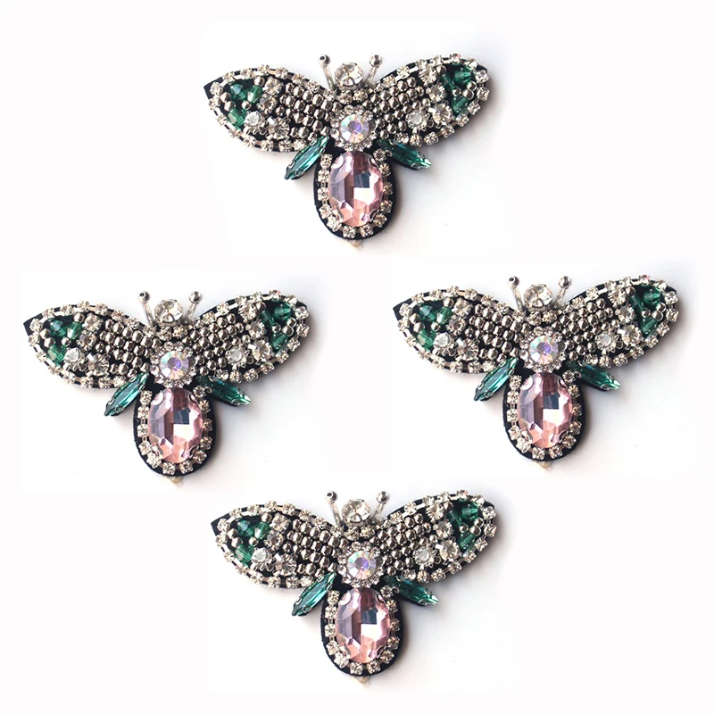 

Handmade Rhinestone Bee Beaded Patches Sew on Patch for Clothing Beading Applique Cute Patch Beaded Apparel Sewing