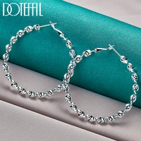 doteffil 925 sterling silver 45mm circle wave hoop earring for woman fashion party wedding engagement party jewelry