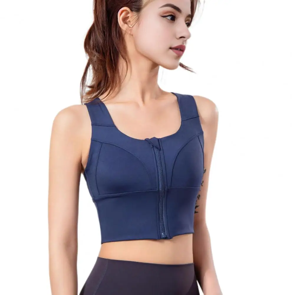 Высокоэластичный спортивный бюстгальтер с застежкой-молнией Противоударный