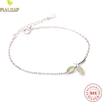 real 925 sterling silver jewelry opal leaves charm bracelets for women original design luxury femme popular accessories 2022 new
