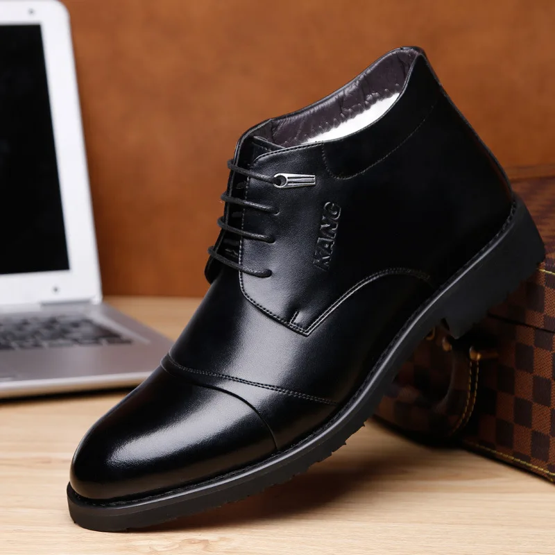 

Pop Handmade Men Leather Winter Boots High Quality Warm Snow Men Boots Ankle Boots For Men Business Dress Shoes Mend2