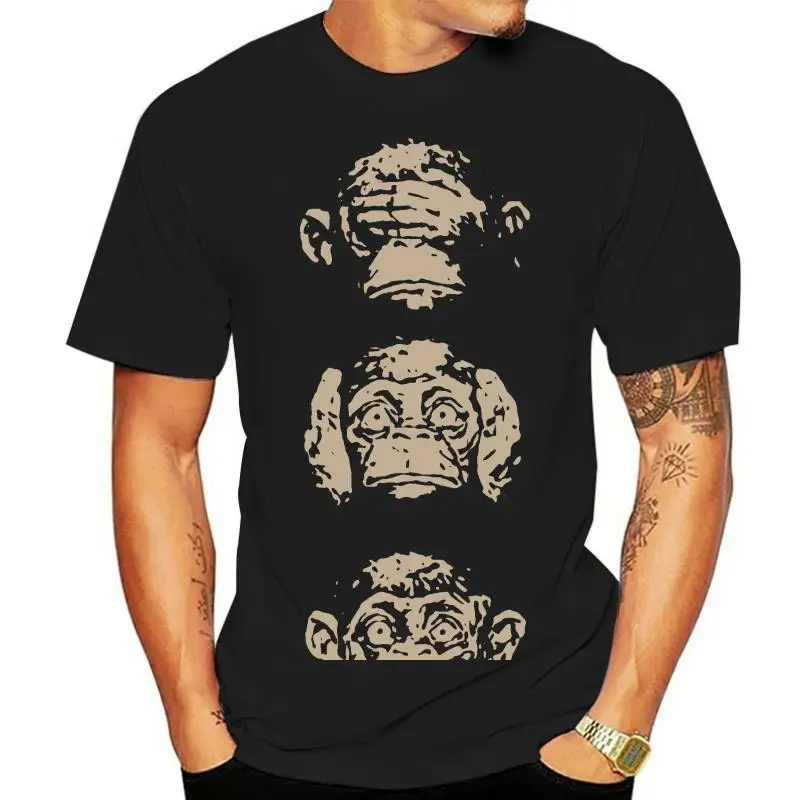 

3 Wise Monkeys T Shirt Man Create Novelty T Shirt Unisex Classic Camisas Hombre Funky Mens Tshirt 3Xl Tee Shirt Man Tee Tops
