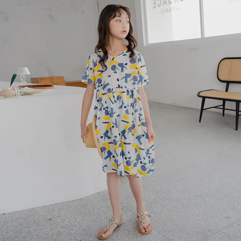 

6 to 16 years,Girls Cartoon Dress 2022 New Fashion Kids Cotton Dress Teen Children Clothes Toddler Baby Princess Dress,#6018