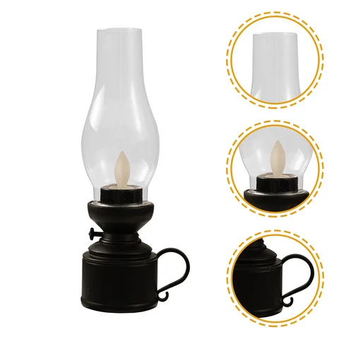 Электронная керосиновая лампа, беспламенный декоративный фонарь с маслом, настольная лампа в стиле ретро, пластиковая лампа в виде грибов для рабочего стола, домашнего хозяйства