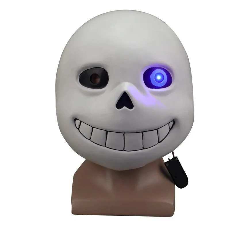Фото Маска Санса из Undertale, латексная, со светодиодной подсветкой, полноразмерная, для взрослых, для косплея, Хэллоуина, вечеринок №2