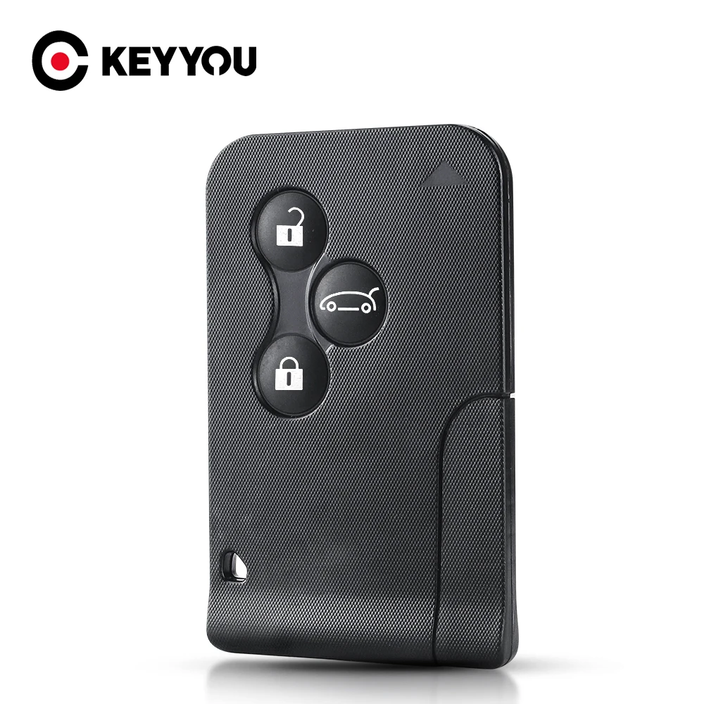 

KEYYOU For Renault Clio Logan Megane 2 3 Koleos Scenic Fob 3 Buttons Remote Car Case With Small Replacement Smart Card Key Shell