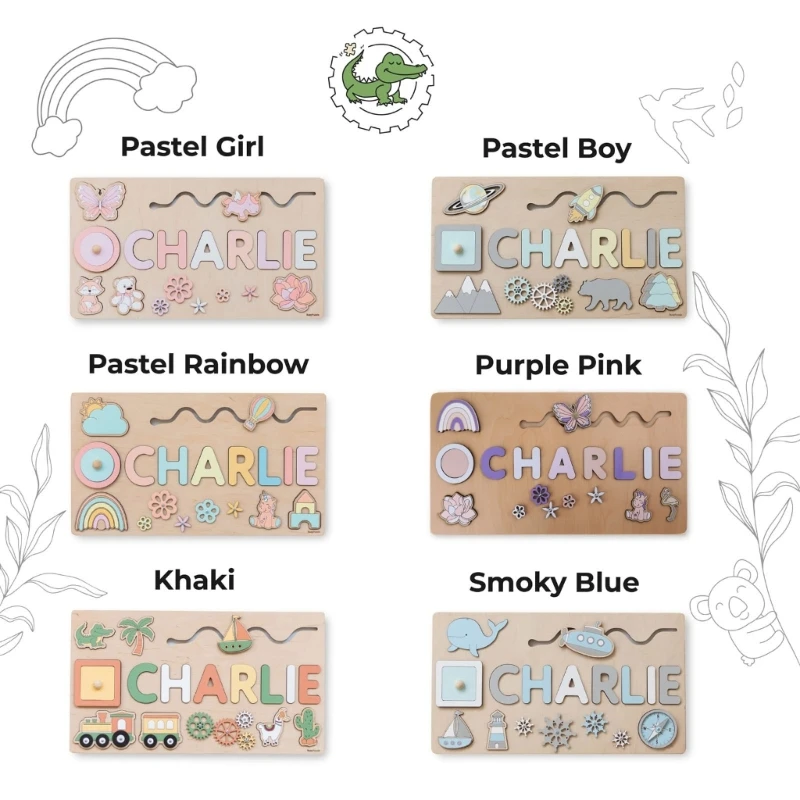 

HUYU Wooden Name Puzzle Board Game Toy JigsawBoard Sorting Toy Boy Girl Birthday Gift