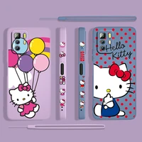 cartoon hello kitty anime for xiaomi redmi note 11 11s 10 10s 9 9s 9t 8 8t 7 5 pro 5g liquid left rope silicone phone case cover