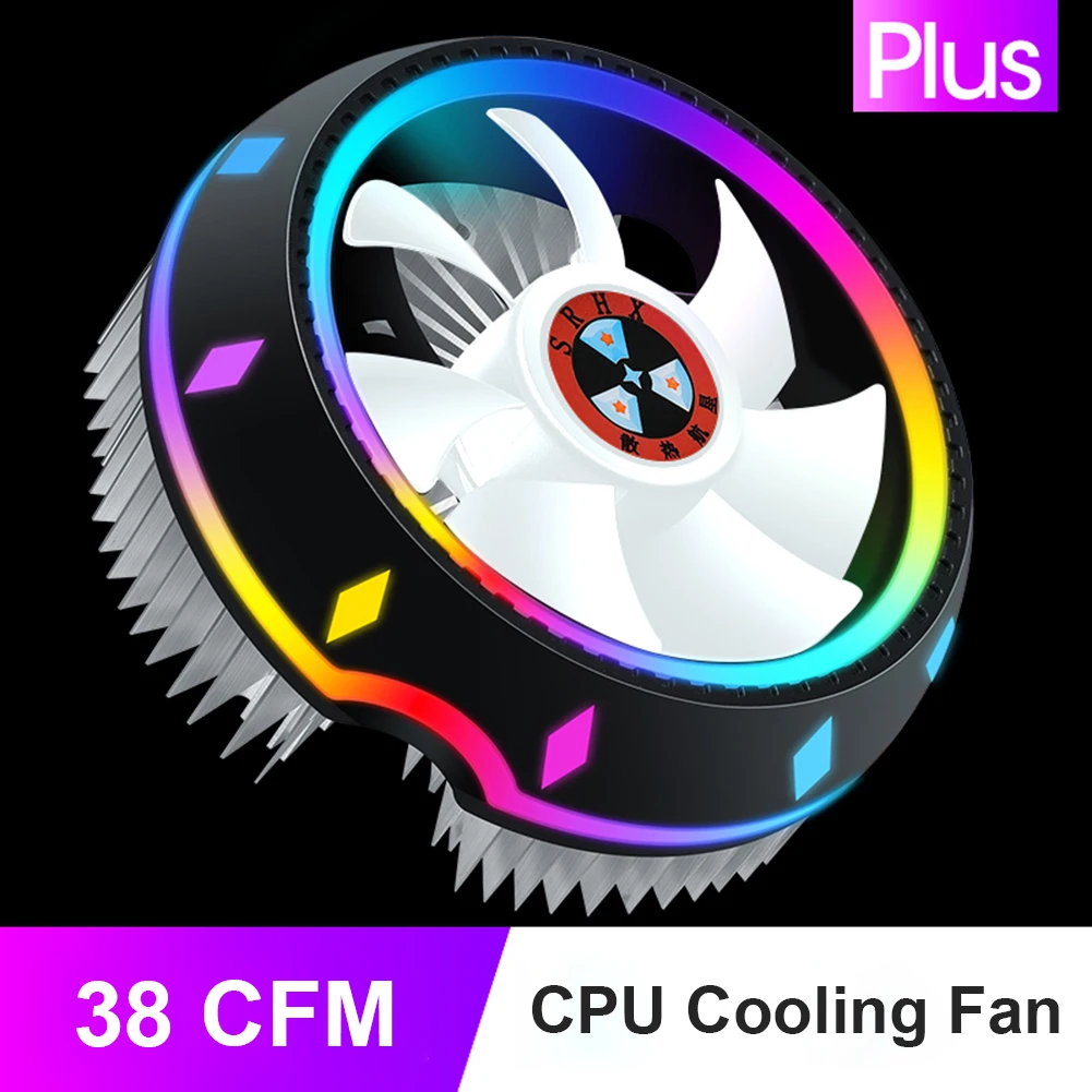 

Air Cooling Fan PC Computer Case Fan RGB LED Quiet 100mm Air CPU Cooler Cooling Fan Silent Heatsink for Intel AMD Radiator