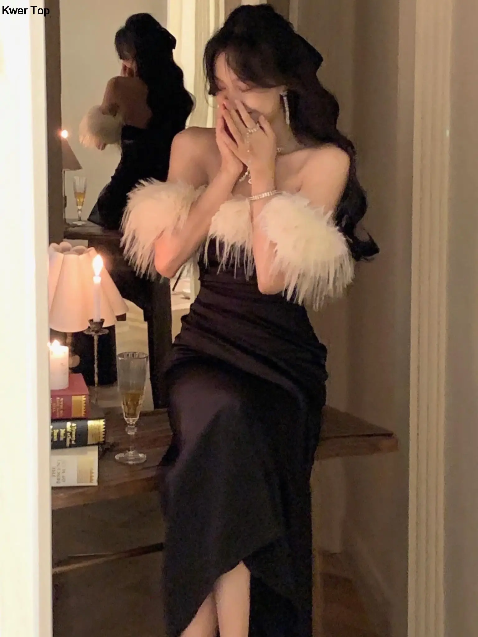 

Autumn New Sexy Bodycon Luxury Wedding Dresses for Women France Bandage Formal Occasion Party Robe Female Winter Clothes 2023