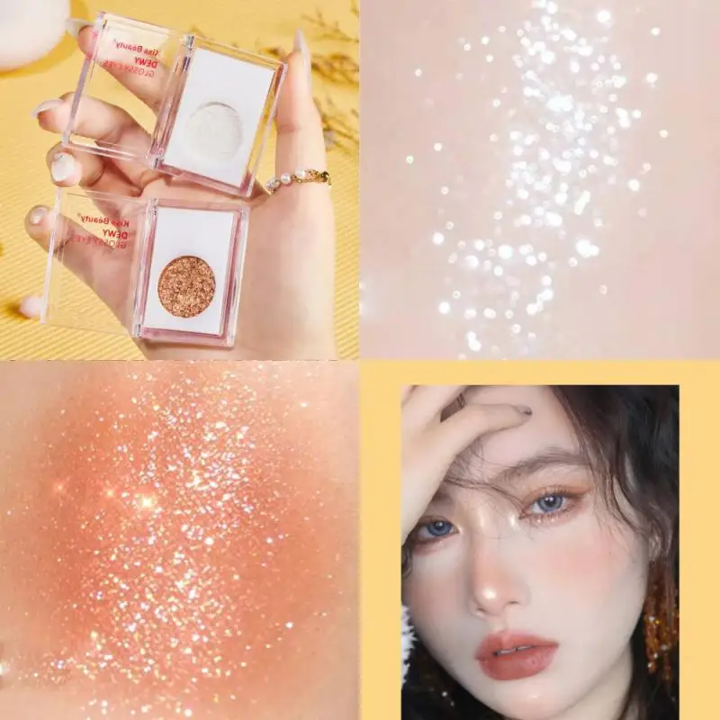 

Diamond Glitter Eyeshadow Face Makeup Highlighter Brightening Long Lasting Shining Silkworm Champagne Gold Pigment Cosmetics