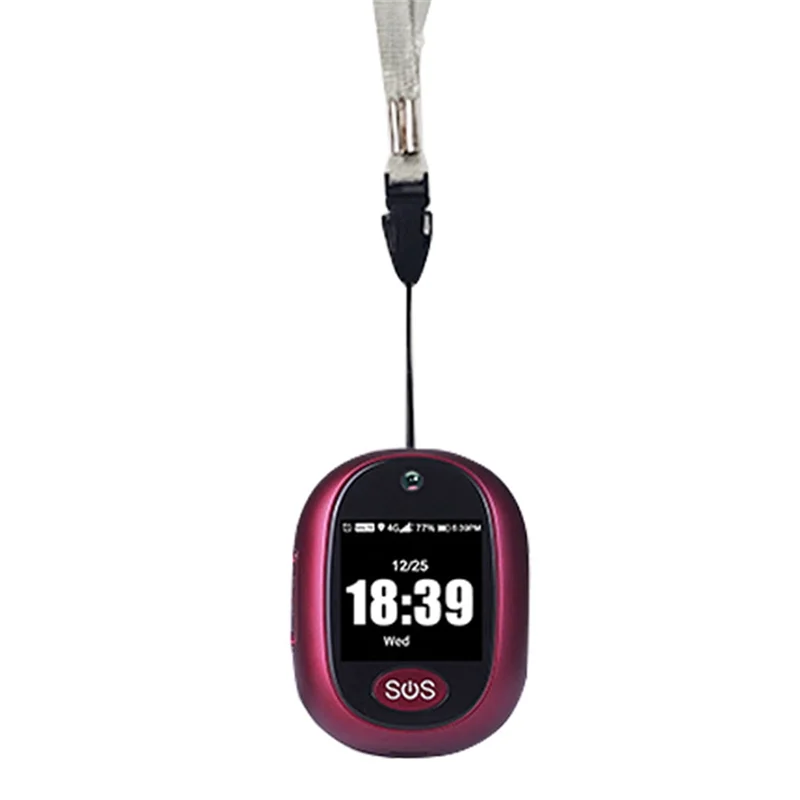 4G GPS Tracking Pendant V45 for Kids Elder Mini Personal Tracker Alarm Talking Clock Waterproof(Red)