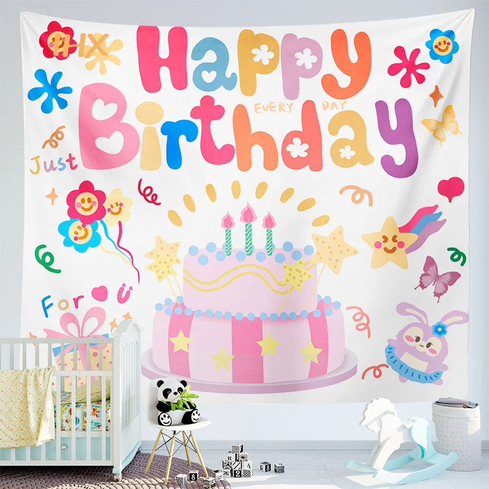 Фон для дня рождения Гобеленовая ткань кавайная детская комната Украшение стен