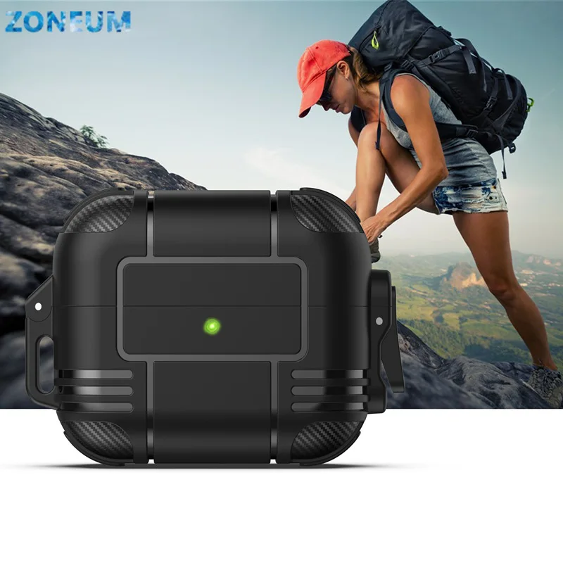 Фото Чехол ZONEUM для airpods pro, новый толстый защитный чехол из ТПУ, разные способы открытия, с ремешком №2