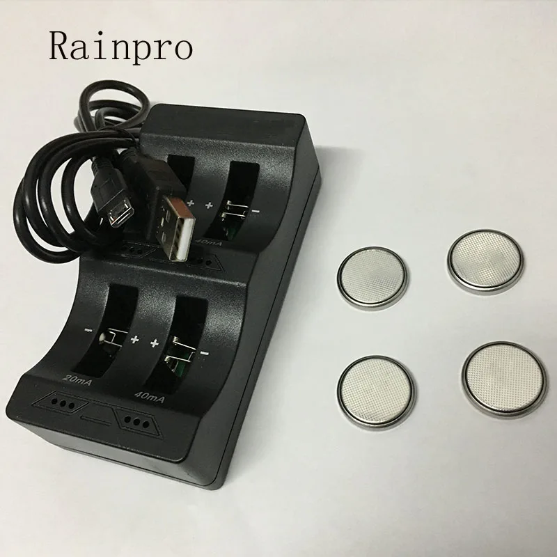 

1set/lot (4PCS LIR2032+1PCS intelligent charger) 3.6V Rechargeable coin cell lithium battery