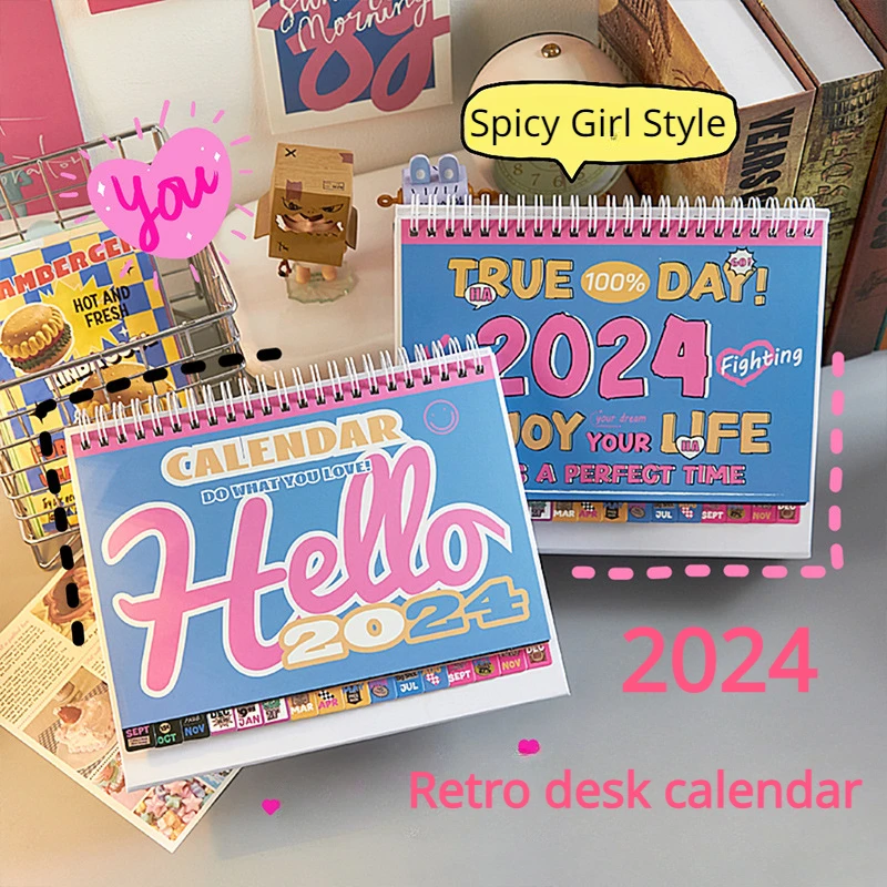 

2024 Creative Minimalist Calendar American Vintage Desk Calendar Cute Desktop Decoration Style Agenda Coming Desk Calendar